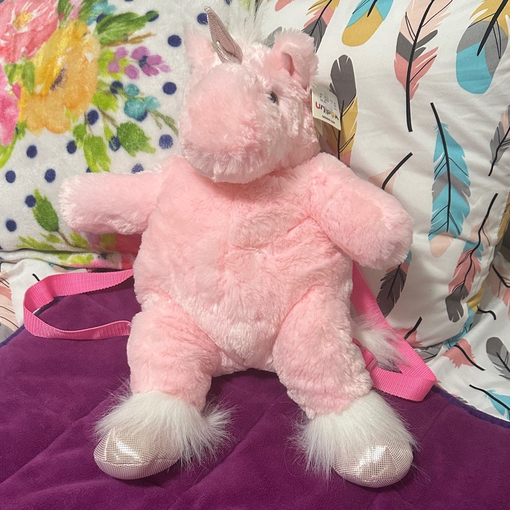 NWT Pink Unicorn Plush Backpack